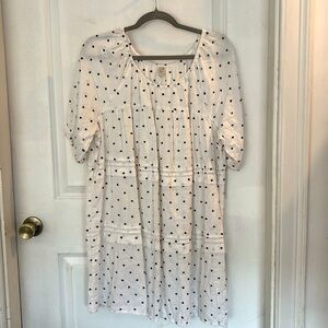 Loft black and white Polka dot dress sz large/tiered mini